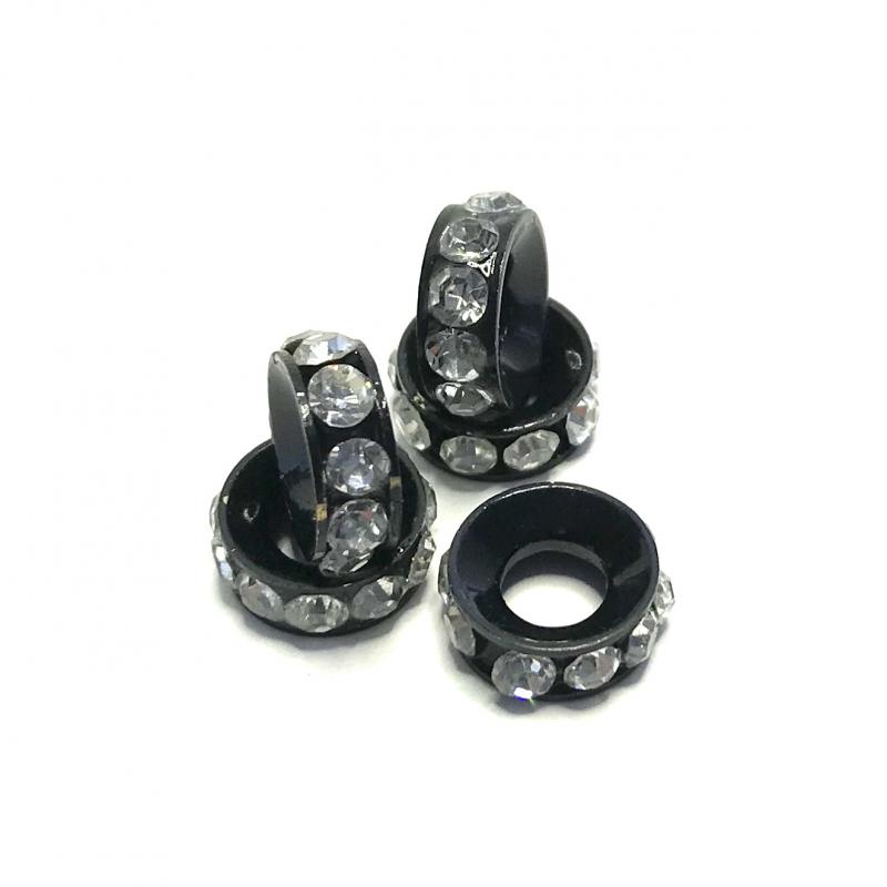Crystal Rondelle 10 mm. 5-pack crystal/Gun metal.