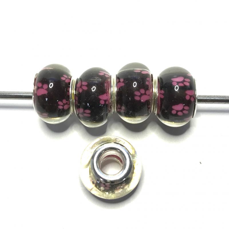 Acrylic beads with paws, 5 pcs