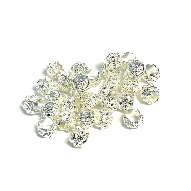 Metal beads Silver/Platina. 5 pcs