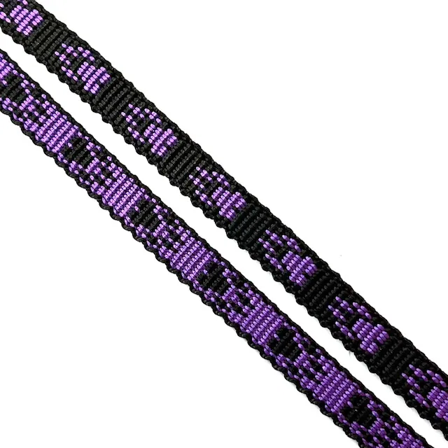 Webbing 10 mm. Black / Lilac Pawprint