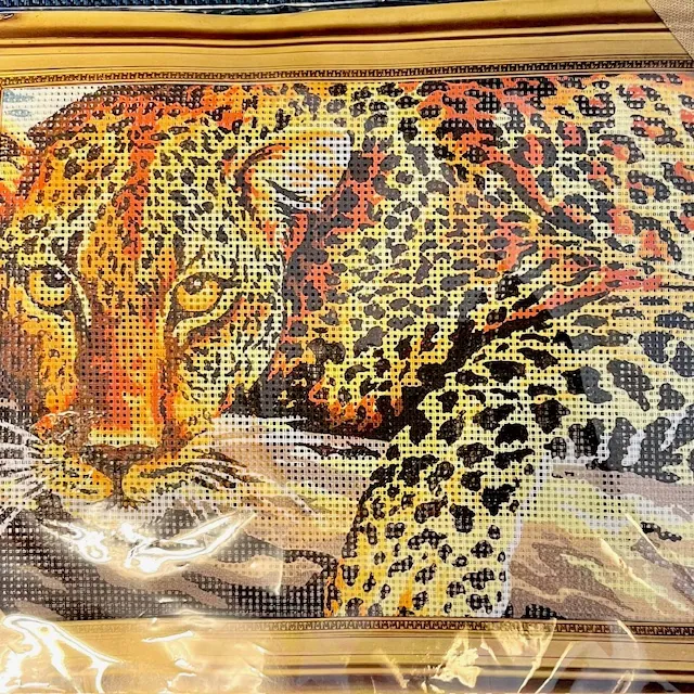 Printed Cross stitch kit Half Stitch "Leopard" 22x30 cm.