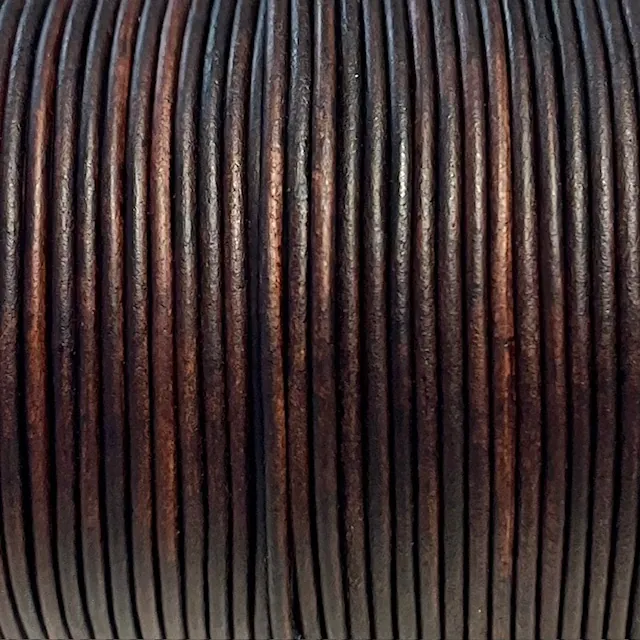 Leather cord 2 mm. vintage Brown European.