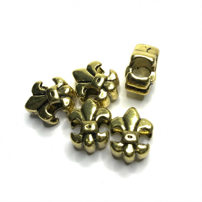 Metal bead French Lily, 5 pcs