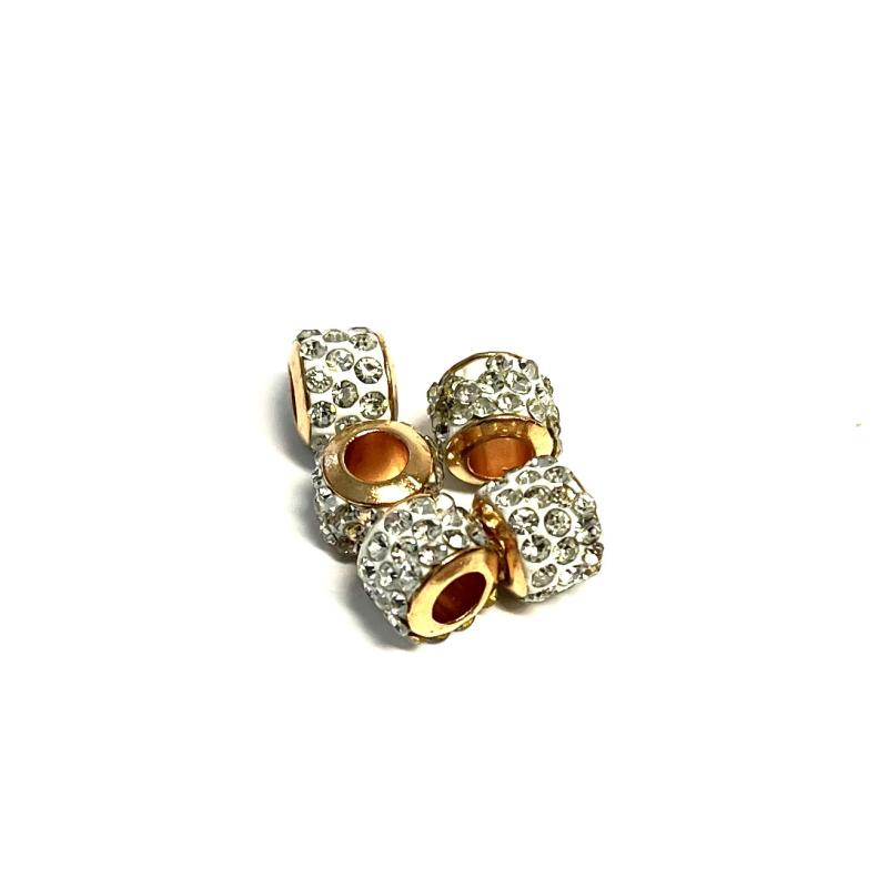 Polymer clay rhinestone 5-pack. Rosé gold.