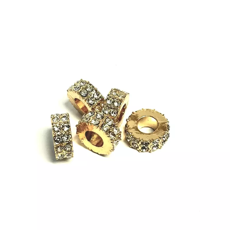 European Rhinestone bead Light Gold. 5-pack.