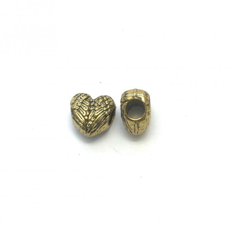 Metal bead heart, 2 pcs