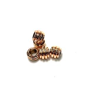 Metal beads, rosé gold, 3 pcs