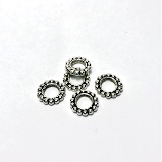 Metal beads, antique silver, 5 pcs