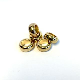 Beads with big hole, gold, 10 pcs