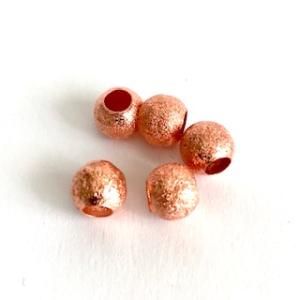 Metall Glitter pärlor 5-pack.Rosé Gold. 8 mm.