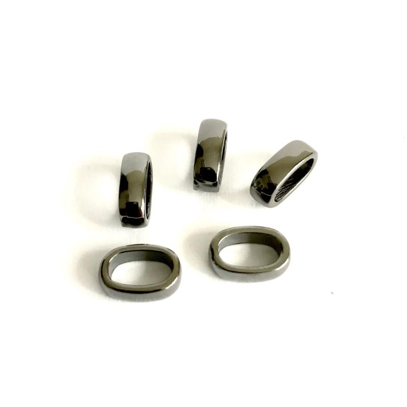 Metal Slide beads Gun metal 3,5x7x11 mm. 5-pack.