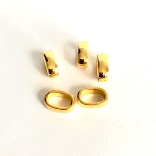 Metal Slide beads 3,5x7x11 mm. Gold 5-pack.
