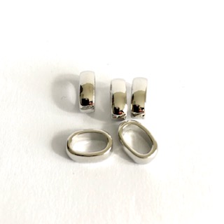 Metal Slide beads silver 3,5x7x11 mm. 5-pack.