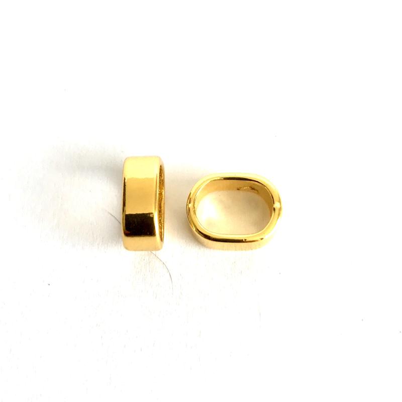 Metal Slide beads 5,2x10x13 mm. Gold 3-pack.