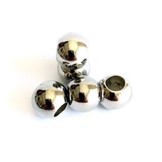Beads with large hole, 8 mm. Silver, 5 pcs