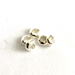 Metal spacer beads with big hole, silver, 5 pcs