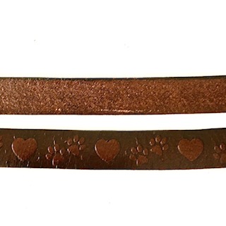 Patterned Leather 10 mm. Dark Brown. Heart/Pawprint.