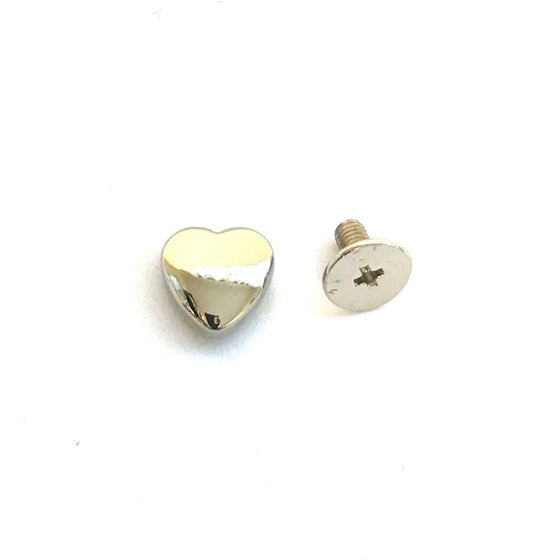 Heart screws, 5-6 mm, Silver, 5 pcs