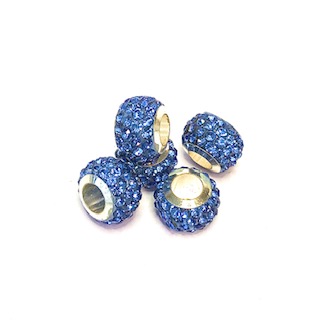Stainless steel Rhinest. pärla. 3-pack.Light Sapphire.