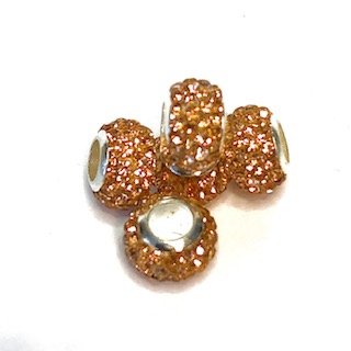 Rhinest. crystal beads Stainless steel . 5 pc.. Vintage pink.