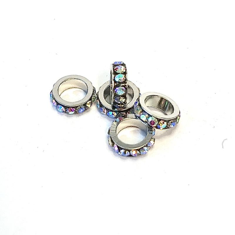 Crystal Rondelle 5pcs AB Crystal/silver