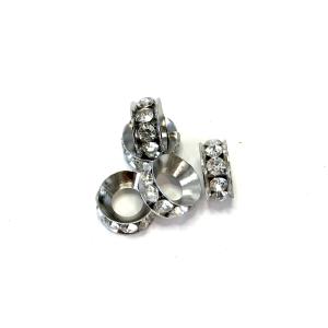 Crystal Rondelle 5-pack Silver. 4x10 mm.