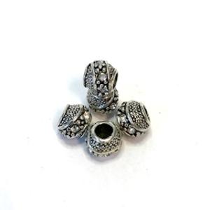 Metal antique silver/Crystal beads 5pcs