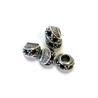 Metal antique silver/Black Crystal beads 5pcs