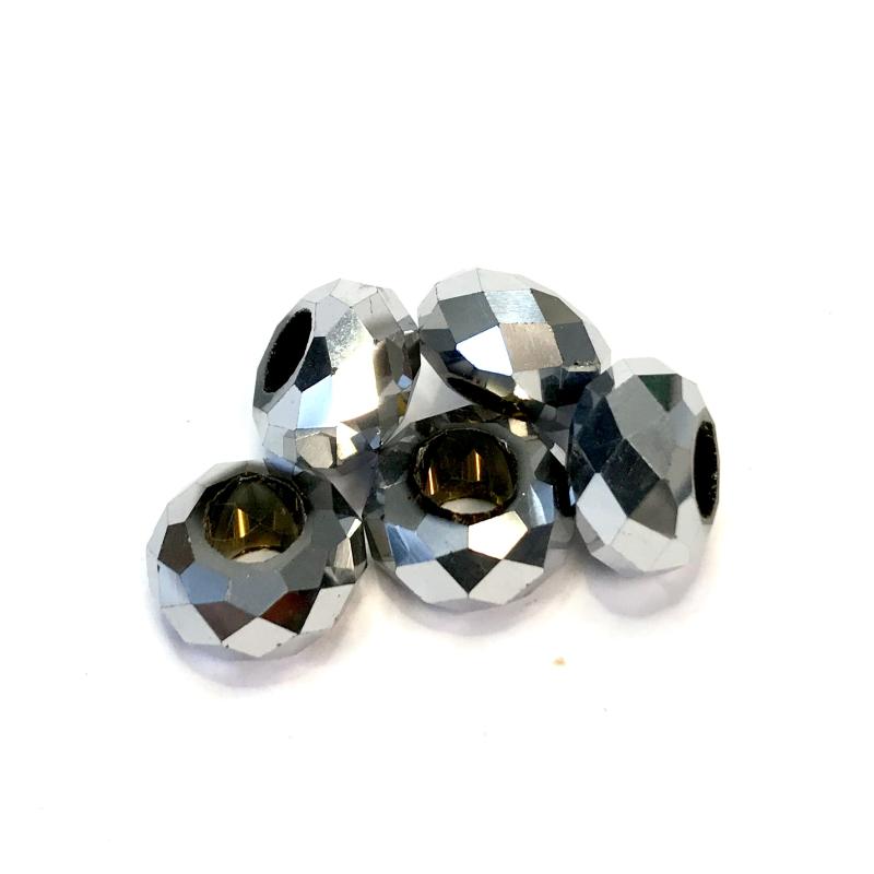 Faceted glass beads, 5 pcs