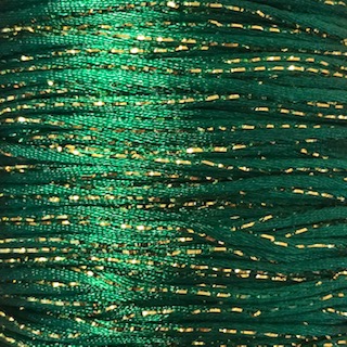 Rattail/Satin cord, approx. 2 mm, with gold thread.