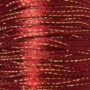 Rattail/Satin cord, approx. 2 mm, Burgundy/Gold