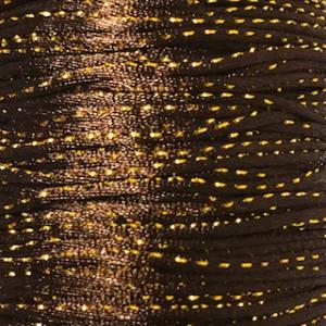 Rattail/Satin cord, approx. 2 mm, with gold thread.