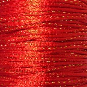 Rattail/Satin cord, approx. 2 mm, with gold thread.