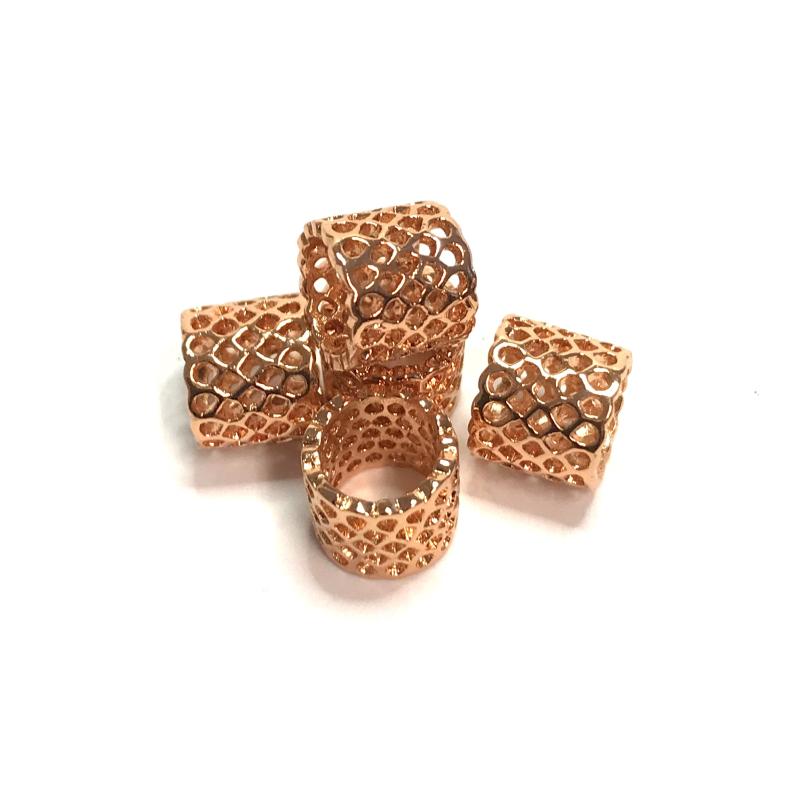 Metal Filigree tubes, rosé, 5 pcs