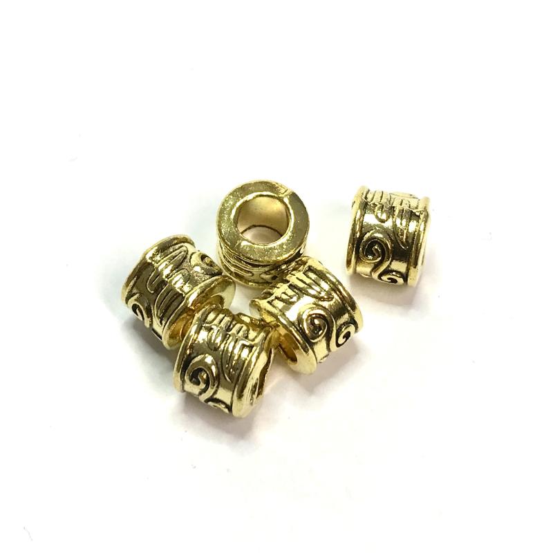 Metal bead, 5 pcs Antique Gold.