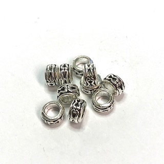 Metal Rondelle bead, 10 pcs Antique silver.