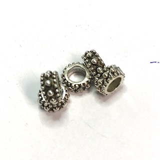 Metal bead, spacer 5 pcs  antique silver.