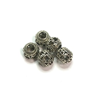 Metal Beads Antique Silver. 5-pack.
