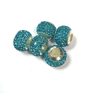 Polymer clay rhinestone 5-pkg. Sky Blue