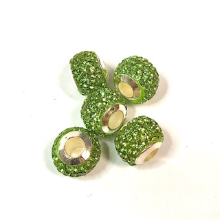 Polymer clay rhinestone 5-pkg. Peridot.