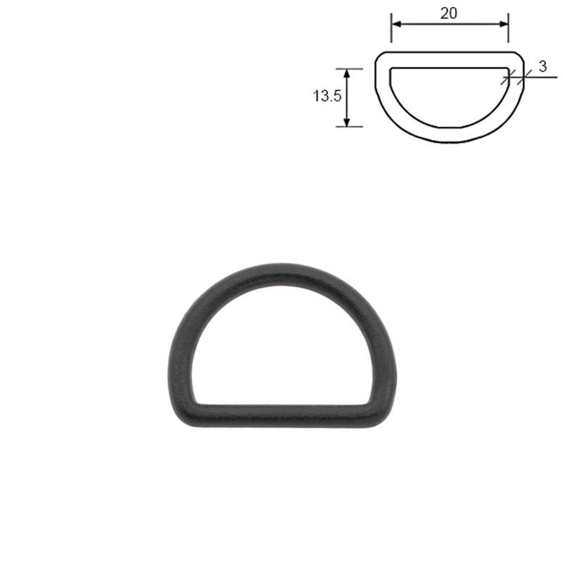 D-rings, 20 mm, black acetal 10 pcs