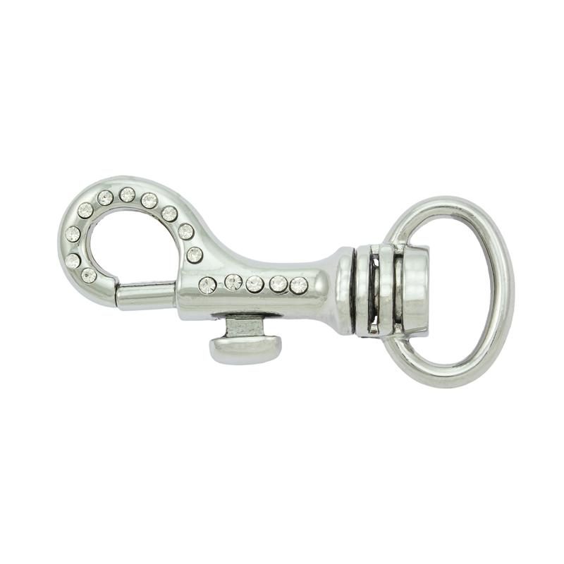 Snap hook, 59 mm, decorated with rhinestones