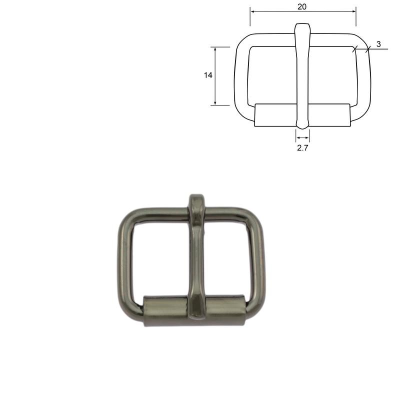 Spänne 20 mm. Gun Metal 2-pack.