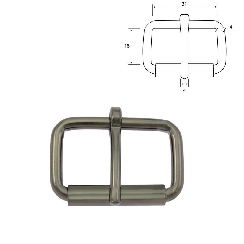 Buckles, 31 mm, Gun metal (2 pcs)