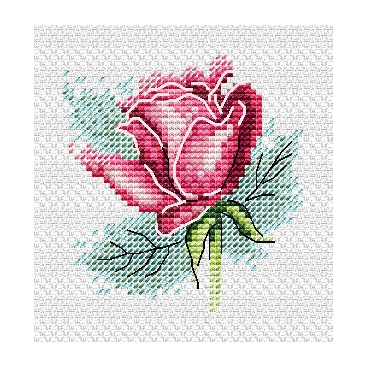 Broderi kit "Rose" 8x8 cm.
