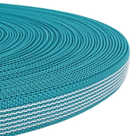 Webbing 20 mm. Antiglid Turkos med vitt