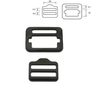 Stringing buckle 20 mm. Black