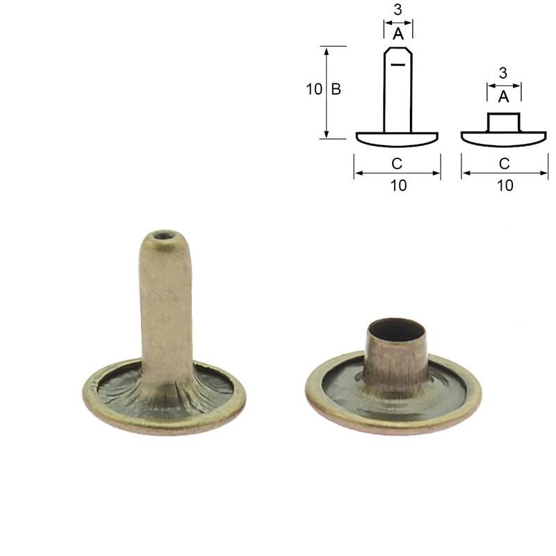 Dubbelnitar 10/10 mm. 25-pack. Antique Brass.