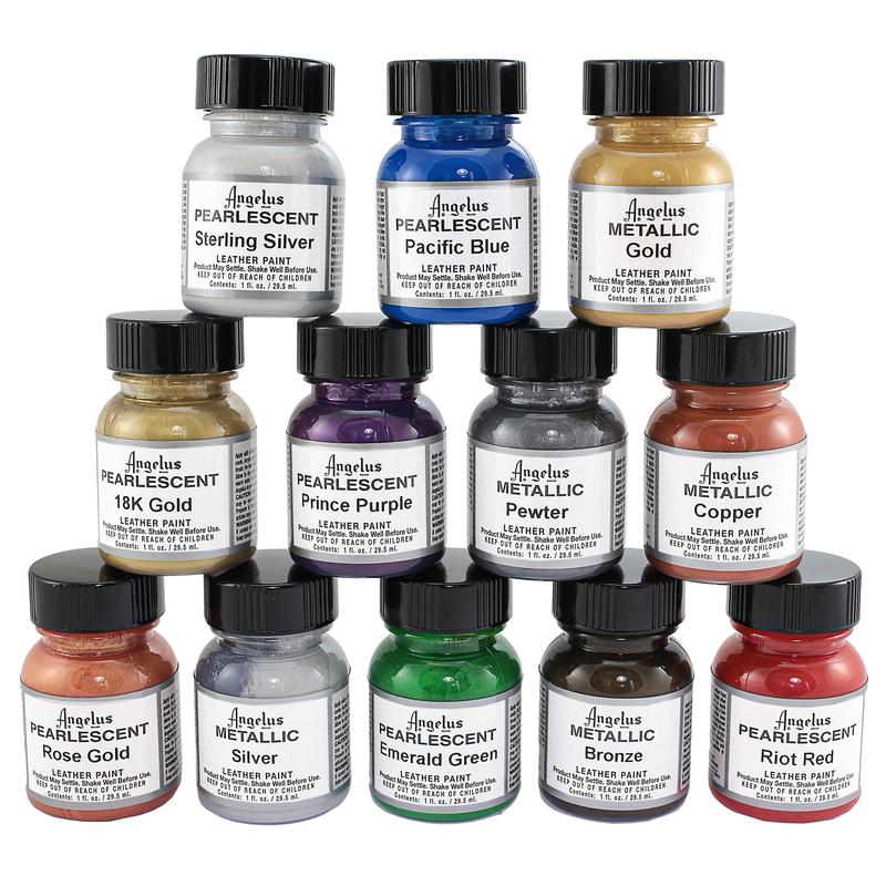 Angelus Acrylic färg 12-pack. Metallic 12x29,5 ml.
