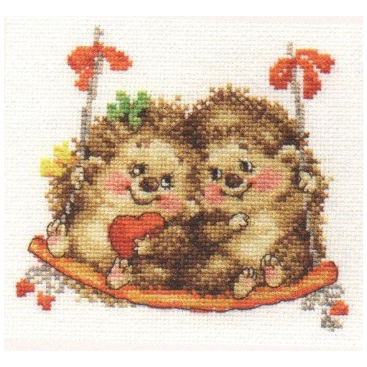 Embroidery Kit On the swings. 14x13 cm.